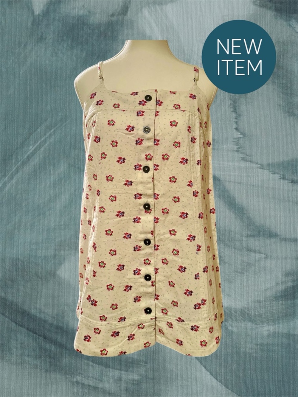 Free People Cream Floral Button-Front Tunic